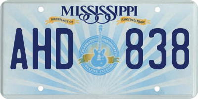 MS license plate AHD838