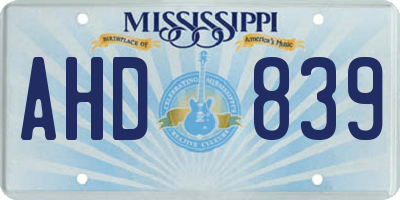 MS license plate AHD839