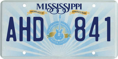 MS license plate AHD841
