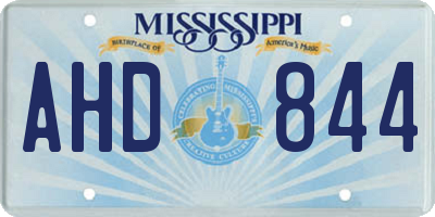 MS license plate AHD844