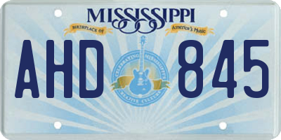 MS license plate AHD845