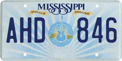 MS license plate AHD846
