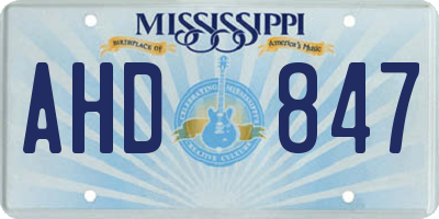MS license plate AHD847