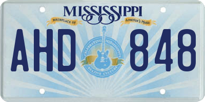 MS license plate AHD848