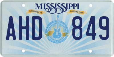 MS license plate AHD849