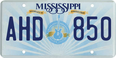 MS license plate AHD850