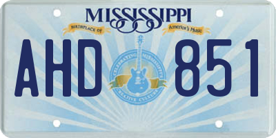 MS license plate AHD851