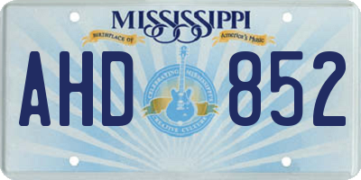 MS license plate AHD852