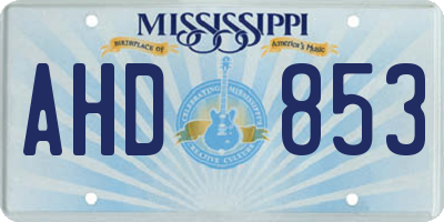 MS license plate AHD853