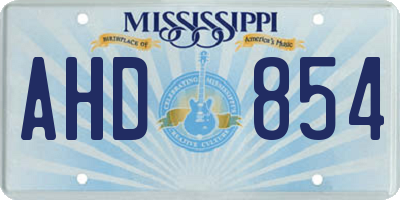 MS license plate AHD854