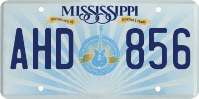 MS license plate AHD856