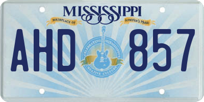 MS license plate AHD857