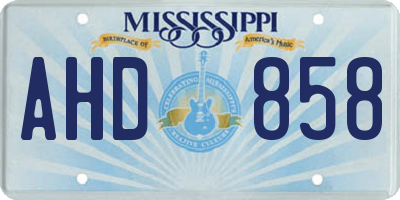 MS license plate AHD858
