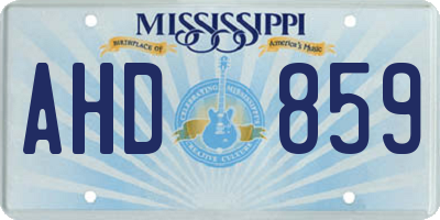 MS license plate AHD859