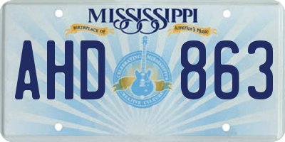 MS license plate AHD863