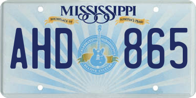 MS license plate AHD865