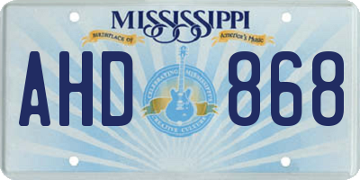 MS license plate AHD868
