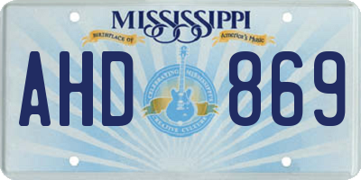 MS license plate AHD869