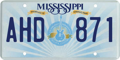 MS license plate AHD871