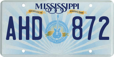 MS license plate AHD872