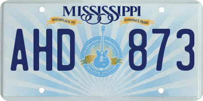 MS license plate AHD873