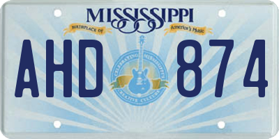 MS license plate AHD874