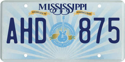 MS license plate AHD875