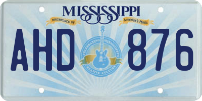 MS license plate AHD876