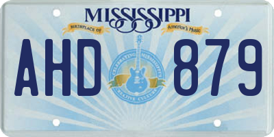 MS license plate AHD879