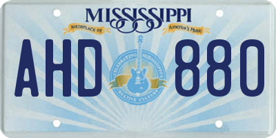 MS license plate AHD880
