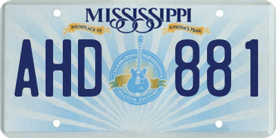 MS license plate AHD881