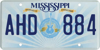 MS license plate AHD884