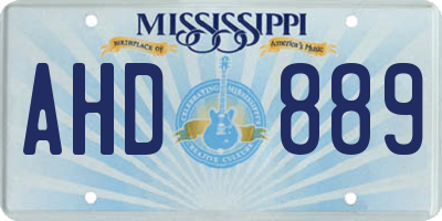MS license plate AHD889