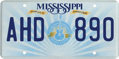 MS license plate AHD890