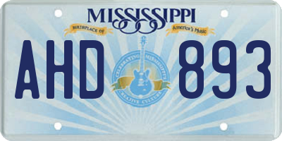 MS license plate AHD893