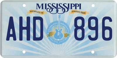 MS license plate AHD896
