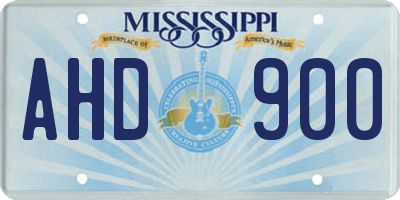 MS license plate AHD900