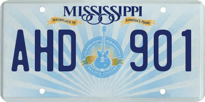 MS license plate AHD901