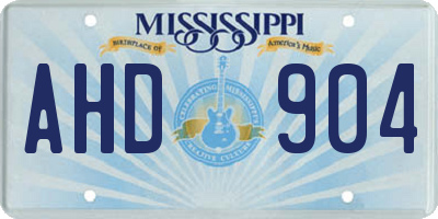 MS license plate AHD904