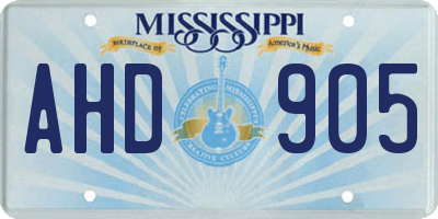 MS license plate AHD905
