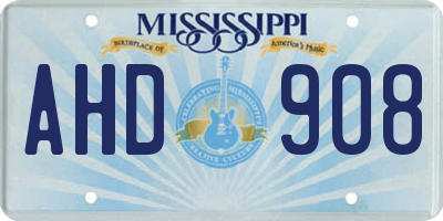 MS license plate AHD908