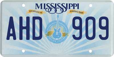MS license plate AHD909
