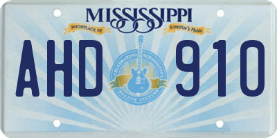 MS license plate AHD910