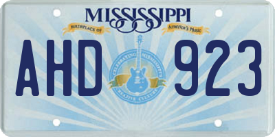 MS license plate AHD923