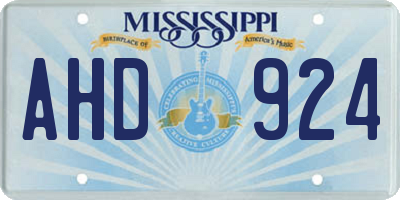 MS license plate AHD924