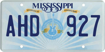 MS license plate AHD927