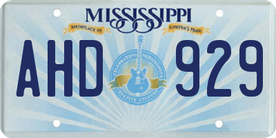 MS license plate AHD929