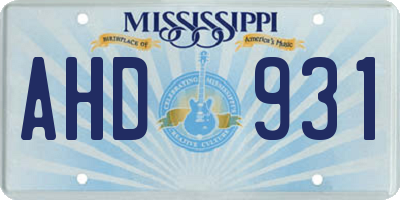 MS license plate AHD931