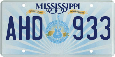 MS license plate AHD933