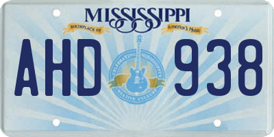 MS license plate AHD938